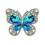 Décorations d'écouteurs papillon scintillantes en alliage,-Bleu 1
