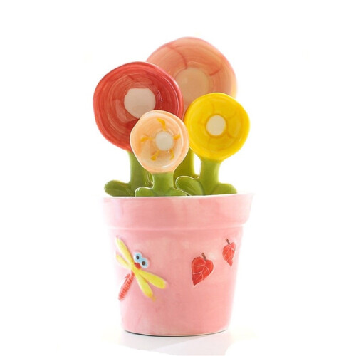 Keramik-Messlöffel-Set in Blumenform, 6-teilig 1