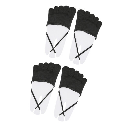 2er-Pack Damen-Finger-Zehensocken,-Schwarzer voller Zeh