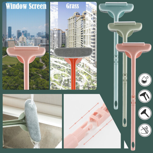 Brosse de nettoyage de vitres 2 en 1 avec manche extensible