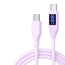 60W snellaad USB C-kabel met digitaal display Zachte-lavendel