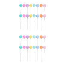 Toppers de bolo redondos em formato de balão, coloridos, 32 peças