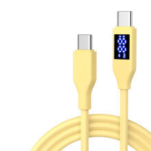 Dubbele Type C snellaadkabel met LED-display Zacht-geel
