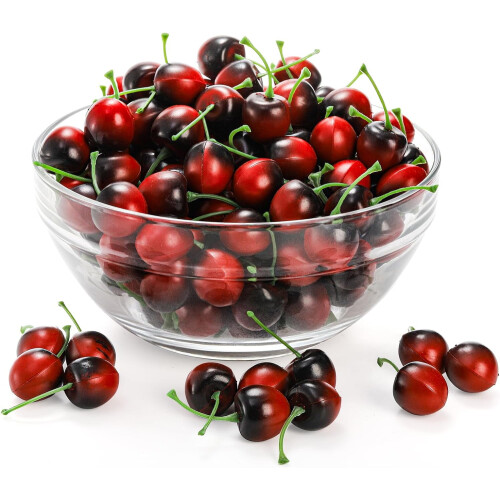 150pcs Artificial Cherries 1in Red & Black