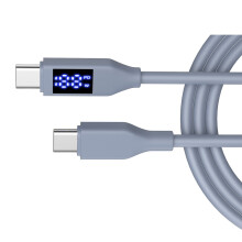 Doppeltes USB-C-Kabel mit Digitalanzeige, 60 W, schnelles-grau