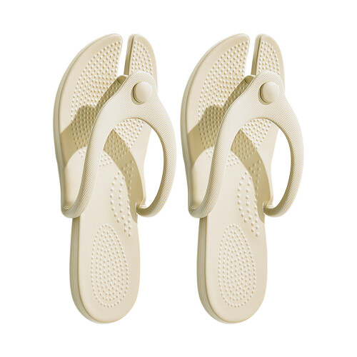 Foldable Flip Flops Walking Sandals with Nonslip Shower-Khaki M