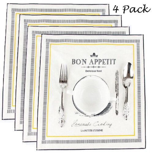 Bomullslinneservetter 30x30 cm blommigt set med 4