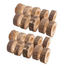 Lot de 20 ronds de serviette en bois, style rustique pour table ronde
