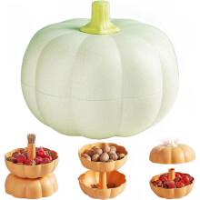 Pumpkin Snack Holder with Lid, Detachable Compartment, 18x