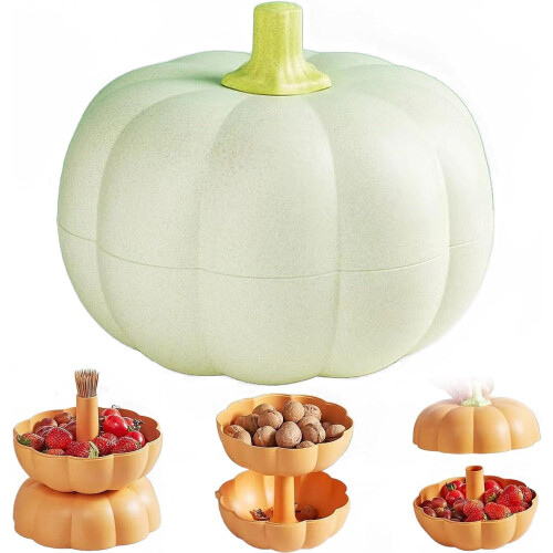 Pumpkin Snack Holder with Lid, Detachable Compartment, 18x