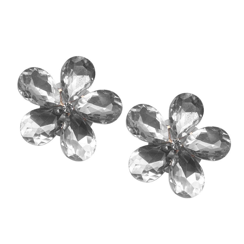 1 Pair Floral Headphone Decor With Sparkling Rhinestones- White 7627001508033