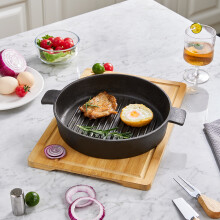 27cm Round Cast Iron Grill Pan with Two Handles
