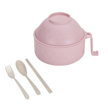 Microwave Ramen Bowl Set Pink 6-Piece with Lid