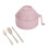Microwave Ramen Bowl Set Pink 6-Piece with Lid 1