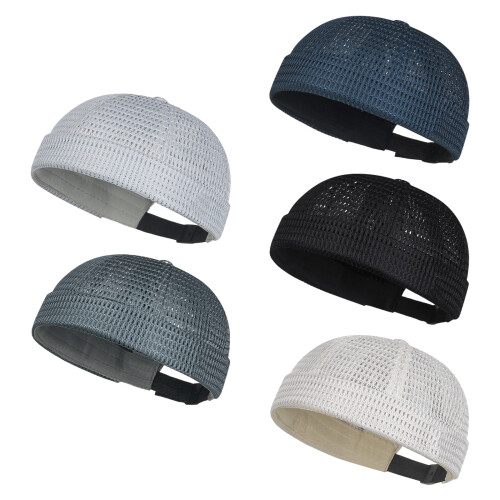 Hollow Mesh Docker Hat For Men Breathable and Adjustable-Beige 1