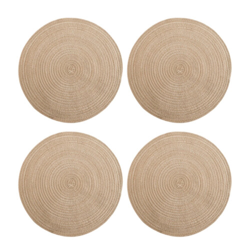 Set de 4 șervețele rotunde din bumbac împletit, 38 cm 1