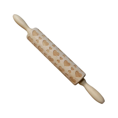 Wooden Rose-Embossed Rolling Pin35cm