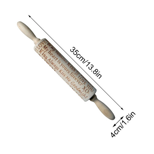 Wooden Rose-Embossed Rolling Pin35cm 1