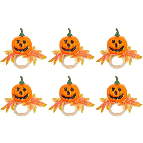 Ronds de serviette citrouille d'Halloween (lot de 6)
