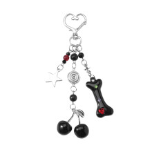 Porte-clés en métal noir, accessoire gothique Unique, avec-C