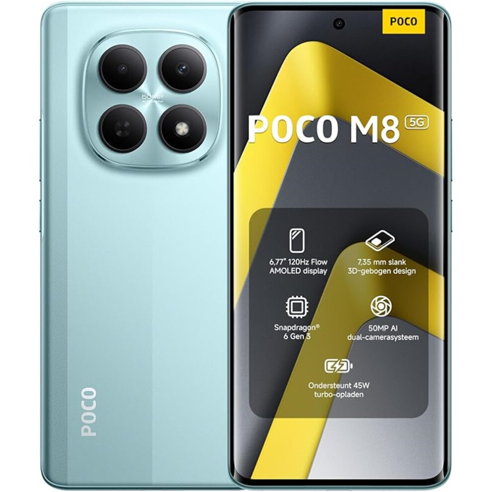 Xiaomi (8Gb 512Gb, ) Poco M8 5G Smartphone 8Gb 512Gb,Nfc 6.77" 120Hz Display 50Mp Main Camera-/Black/Silver Green