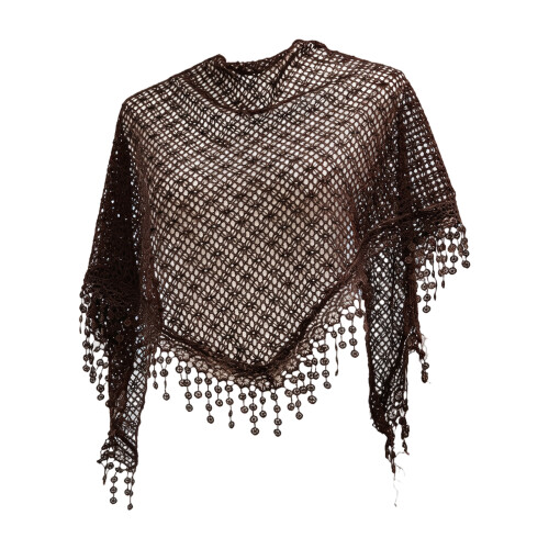 Breathable Openwork Shawl Lace Shoulder Wrap Triangular-Coffee