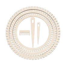 Compact Weaving Tool Set Adjustable Wooden-Round 6piece set