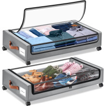 Bac de rangement sous lit Livhil Ă roulettes, 48 L, lot de 2