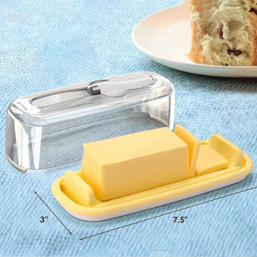 Rectangular Sealed Butter Dish with Lid and Cutter 2