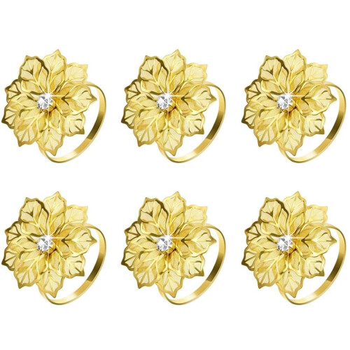 Ronds de serviette à fleurs ajourés, 6 pièces