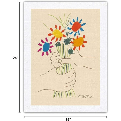 Impressão artística de Picasso em seda dupioni indiana, 45,7 x 61 cm (18 x 24 polegadas). 2