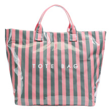 Lightweight Striped Handbag Large Capacity PVC Beach-green pink