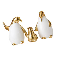 3 stuks moderne keramische pinguïns familie standbeeld-Warm goud