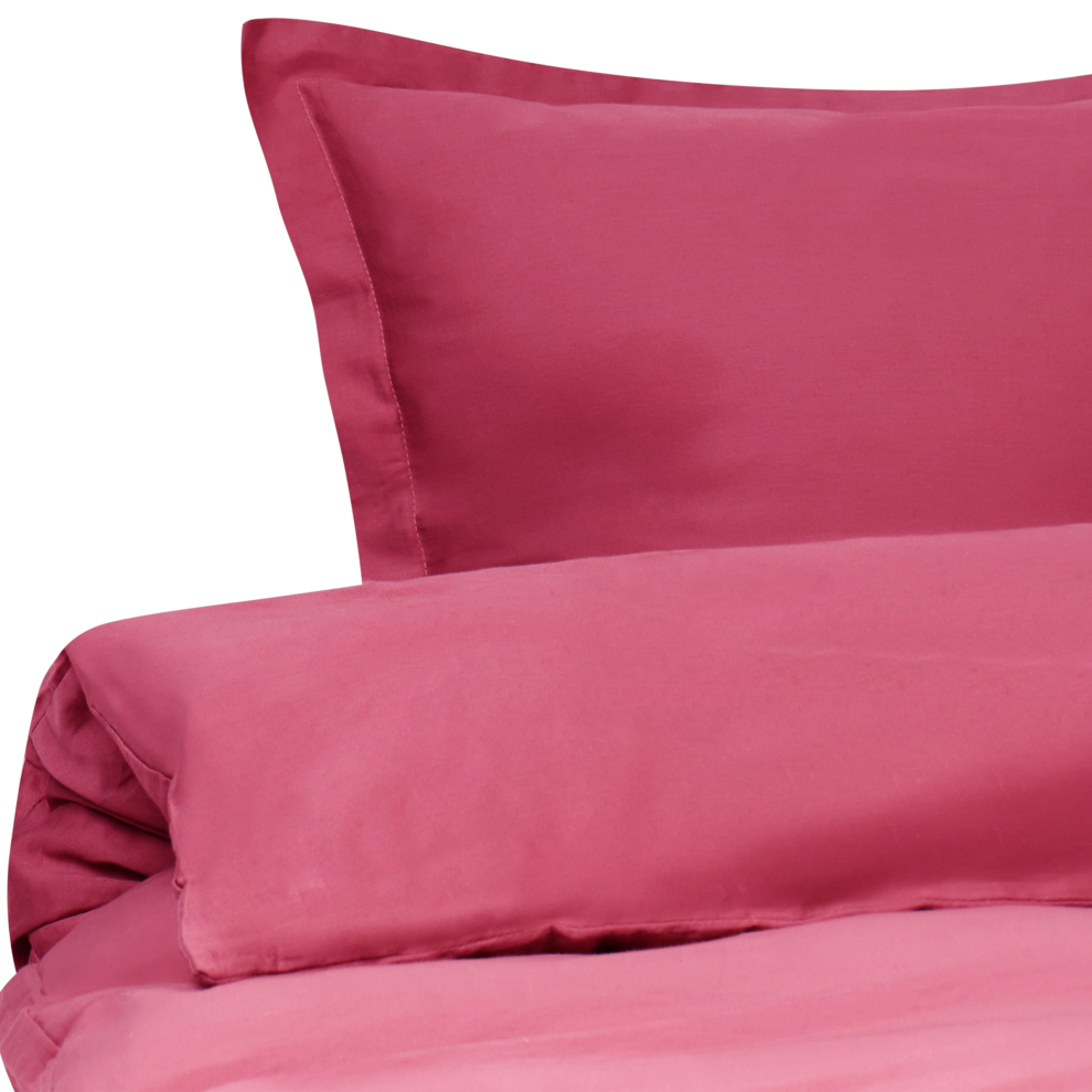 Beliani Duvet Cover Set Parkrose Sateen Cotton 220 X 240 Cm Burgundy