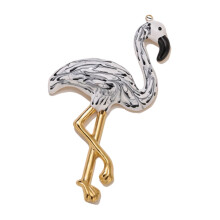 Levendige flamingo-vormige druppelhangerbedel-zwart en wit