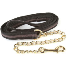 (One Size, Black/Grey) Hy Soft Webbing Lead Rein With Chain