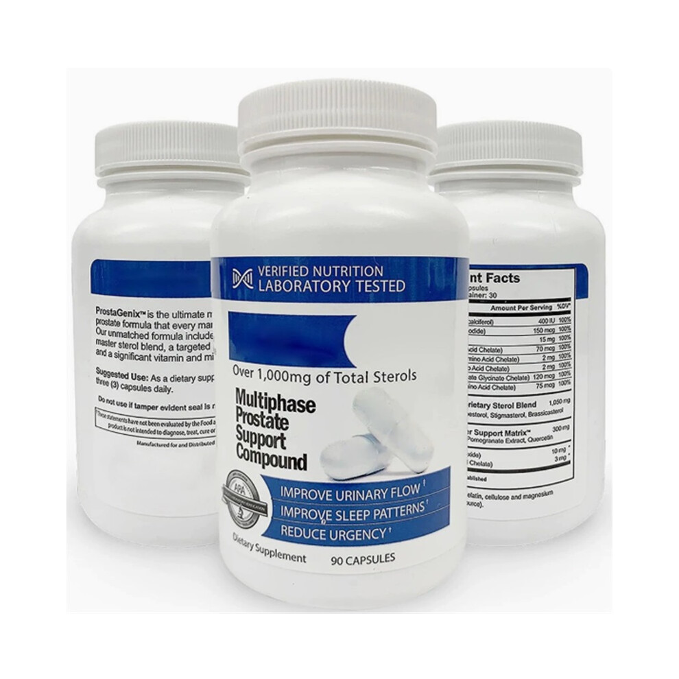 (3Pcs) Multiphase Prostate Support Supplement, 1000mg Total Sterols Formula for Urinary Flow and Wellness, 90 Capsules