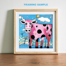Abstract Cow Painting on 8" x 8" Wrapped Canvas