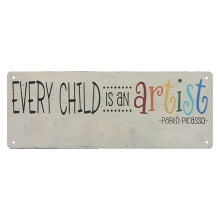 Metalen wandbord van blik, 6x16 inch