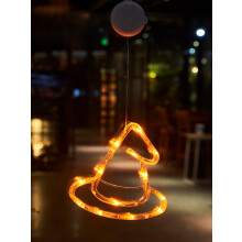 Halloween window lights orange pumpkin white ghost purple