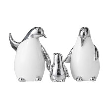 Ornement familial de pingouins en céramique-heureux argent