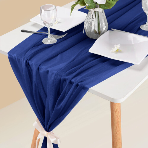 Caminho de mesa decorativo em chiffon azul acinzentado, 74 x 305 cm (29 x 120 polegadas). 1