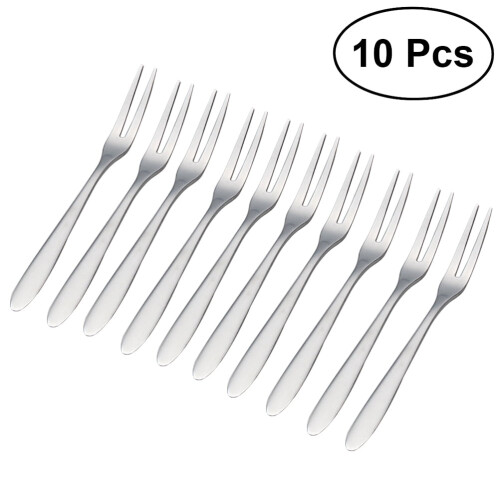 Elegante Obstgabel aus silberfarbenem Edelstahl, 2er-Pack 2