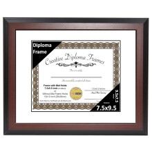 TiaGOC Mahogany Diploma Frame 7.5 x 9.5 in with White Mat