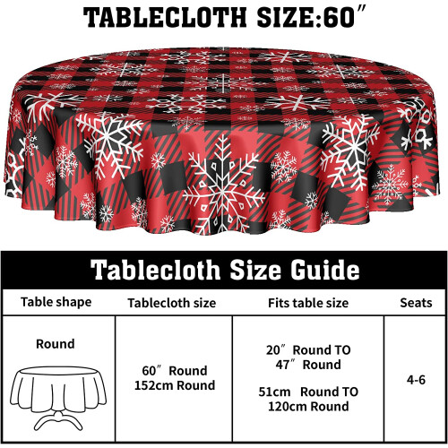 Christmas Round Tablecloth 60 Inch Buffalo Check Polyester 1