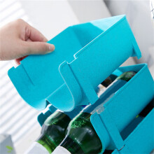 Contenitore impilabile per bottiglie da frigorifero - Organizer per bevande in plastica (blu)