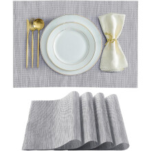 Hittebestendige, antislip placemats van PVC, set van 4, zilverkleurig.