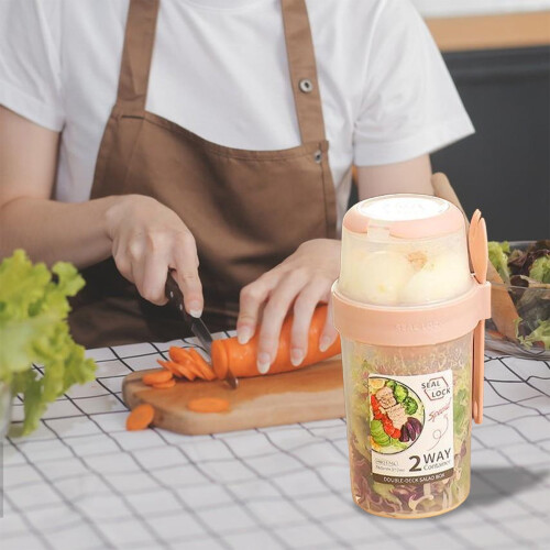 Boîte à salade réutilisable Staron rose