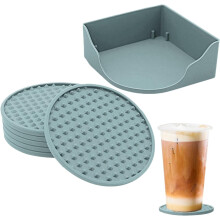 Set van 6 siliconen onderzetters, hittebestendig en antislip.