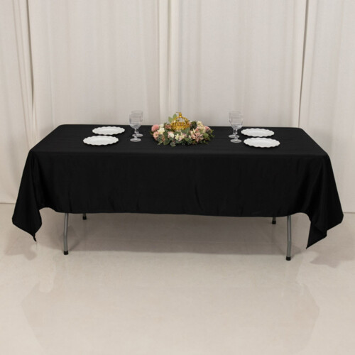 Black Lamour Satin Rectangular Tablecloth 60 x 102 in 1